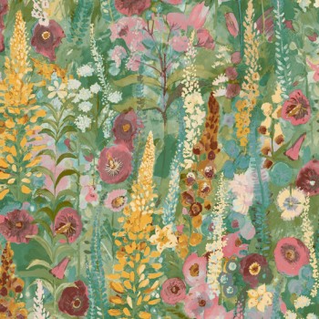 Grandeco Inia ταπετσαρία τοίχου A74601 φλοράλ πράσινη