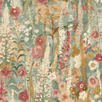 Grandeco Inia ταπετσαρία τοίχου A74603 φλοράλ πράσινη