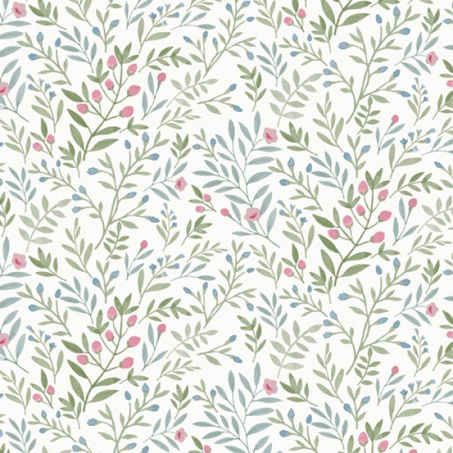 Grandeco Inia ταπετσαρία τοίχου A78803 φλοράλ λευκό - πράσινο