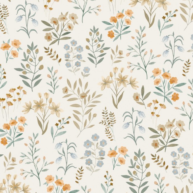 Grandeco Inia ταπετσαρία τοίχου A80101 φλοράλ λευκό