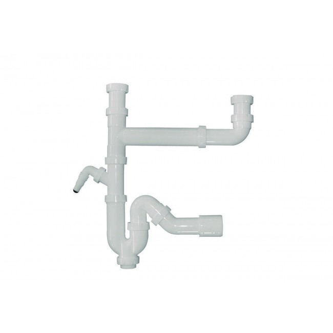 Aniplast πλαστικό σιφόνι σωληνωτό διπλό για νεροχύτη 1 1/2'' Φ 50 | συσκευασία χωρίς βαλβίδες