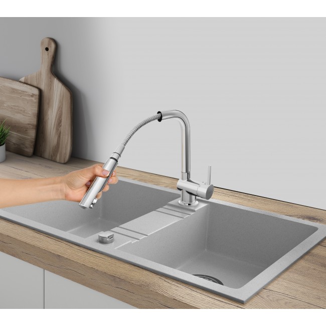 Ferro ψηλή βρύση πάγκου μίξεως BTD4PO Toledo με ντουζάκι χρωμέ