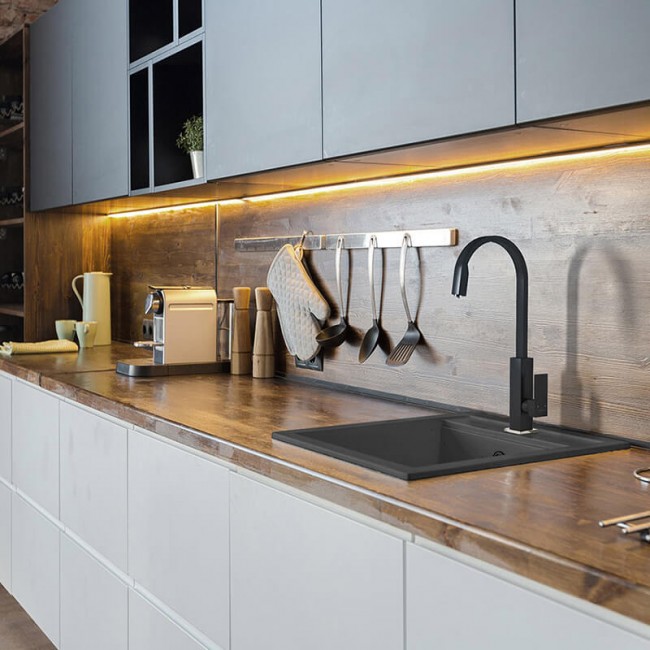 Ferro ψηλή βρύση πάγκου μίξεως Zicco μαύρη