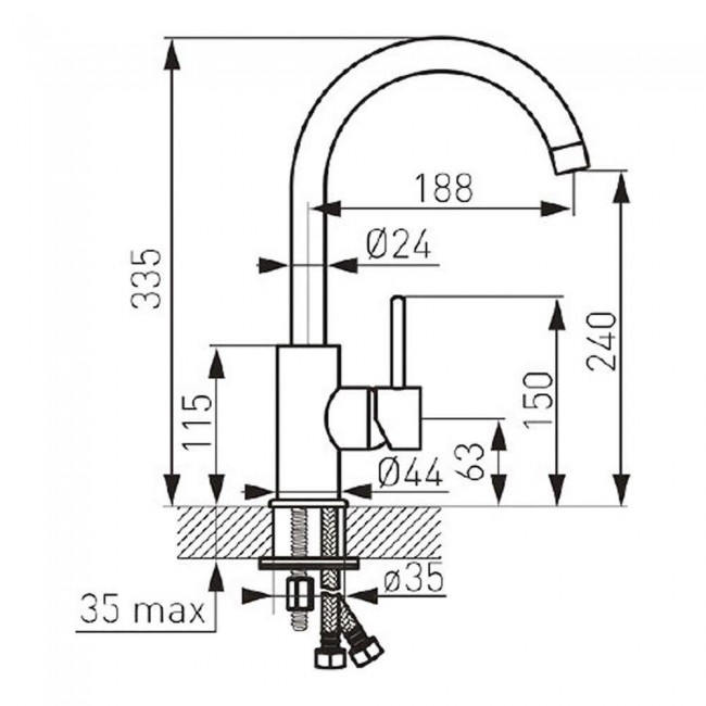 Ferro ψηλή βρύση πάγκου BLG4 Lugio χρωμέ 