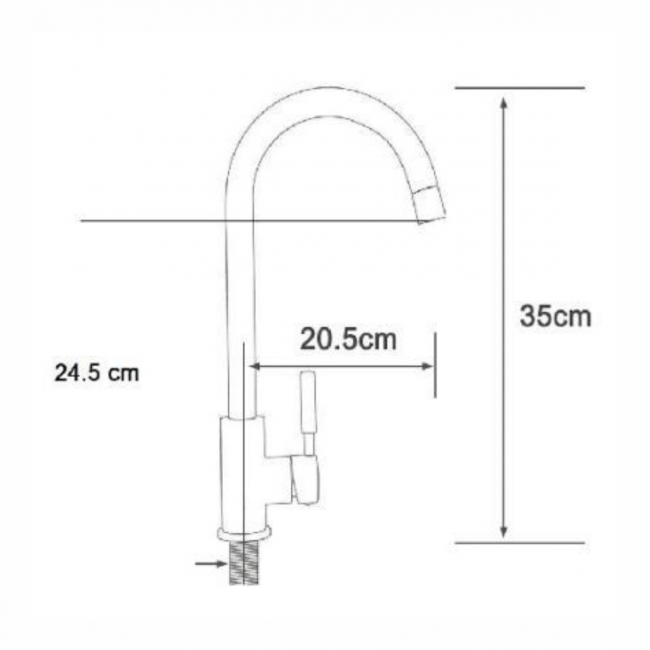 Venezia ψηλή βρύση πάγκου μίξεως 116 Stilo inox mat