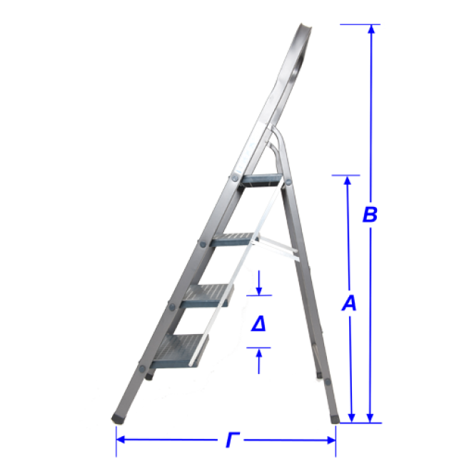 Vasomixaniki σκαλα αλουμινίου «Αλίκη» με φαρδύ σκαλοπάτι | 2, 3, 4 & 5 σκαλιά