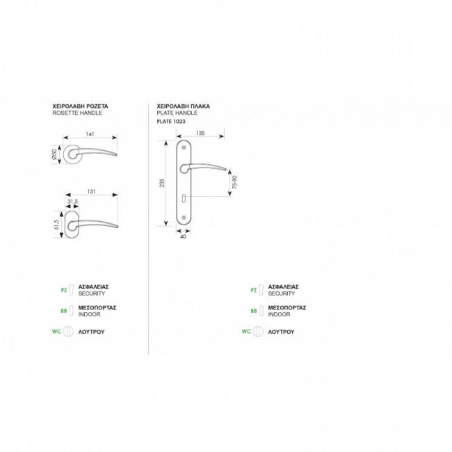 Ζωγομετάλ πόμολο ροζέτας 2131 Μαύρο