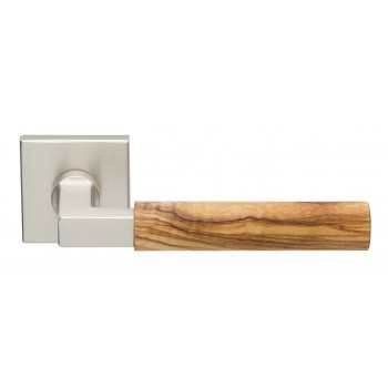 Ζωγομετάλ πόμολο ροζέτας 2284 Νίκελ ματ - Ξύλο ελιάς