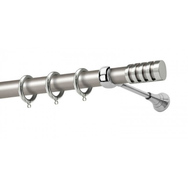 Perfect κουρτινόξυλο Ύδρα Φ25 νίκελ ματ - χρώμιο