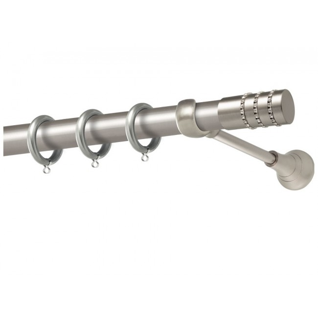 Perfect κουρτινόξυλο με στρας Σαντορίνη Φ25 νίκελ ματ