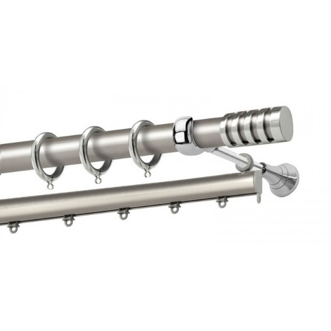 Perfect κουρτινόξυλο Ύδρα Φ25 νίκελ ματ - χρώμιο