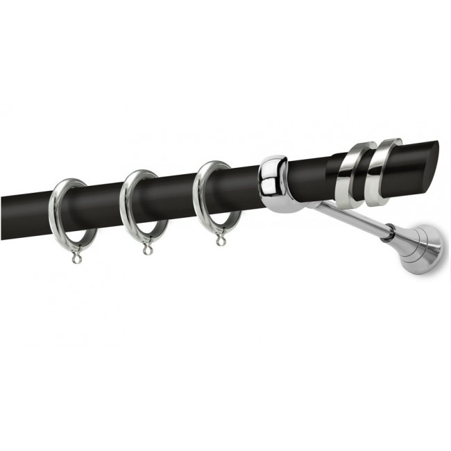 Perfect κουρτινόξυλο Πάρος Φ25 μαύρο - χρώμιο