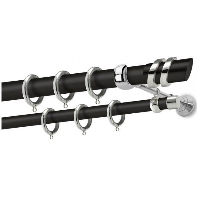 Perfect κουρτινόξυλο Πάρος Φ25 μαύρο - χρώμιο