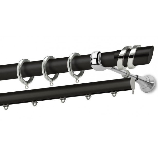 Perfect κουρτινόξυλο Πάρος Φ25 μαύρο - χρώμιο