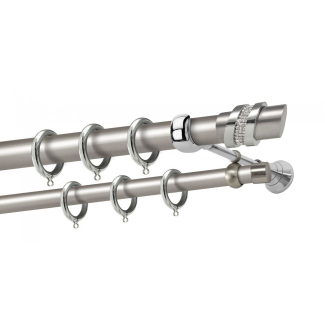 Perfect κουρτινόξυλο με στρας Πάρος Φ25 νίκελ ματ - χρώμιο