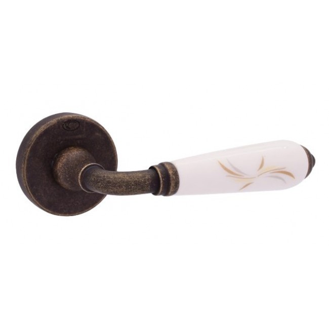 Convex πόμολο ροζέτας 695 αντικέ ορείχαλκος - λευκό στάχυ