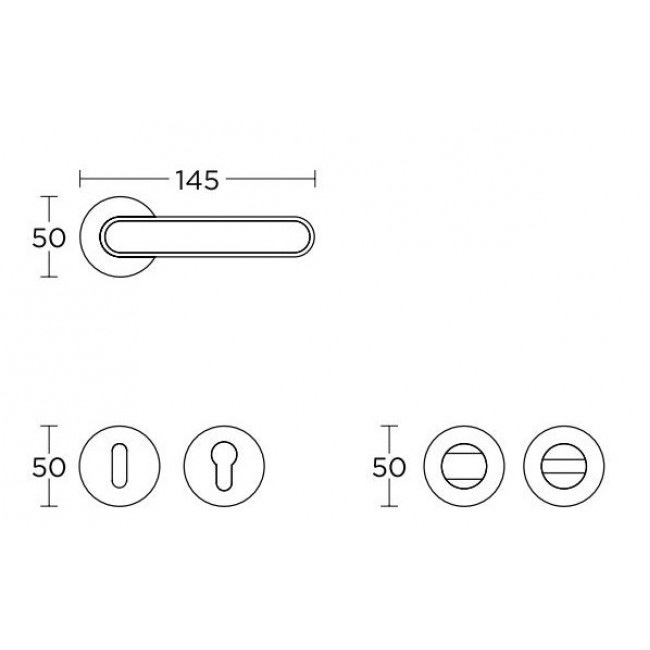 Convex πόμολο ροζέτας 2195 μαύρο ματ - χρώμιο