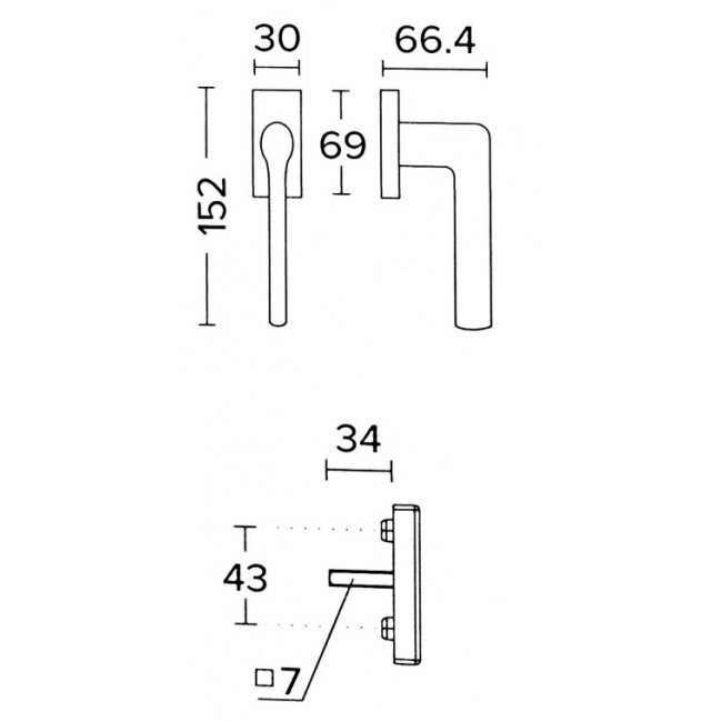 Convex πόμολο για παράθυρο με ανάκλιση 1485 νίκελ ματ