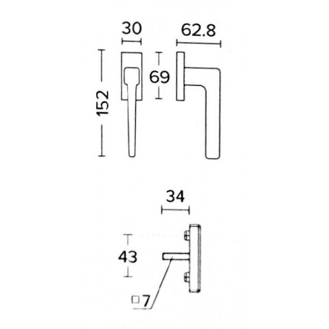 Convex πόμολο για παράθυρο με ανάκλιση 1495 μαύρο ματ