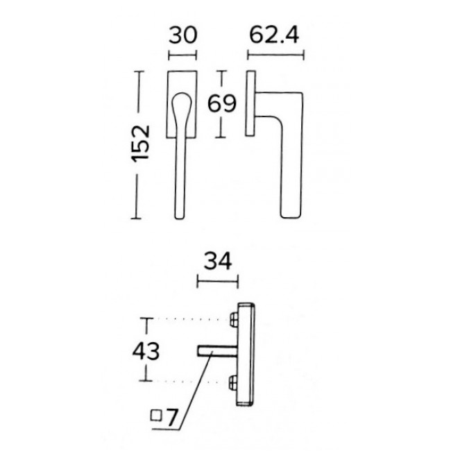 Convex πόμολο για παράθυρο με ανάκλιση 1515 χρώμιο ματ