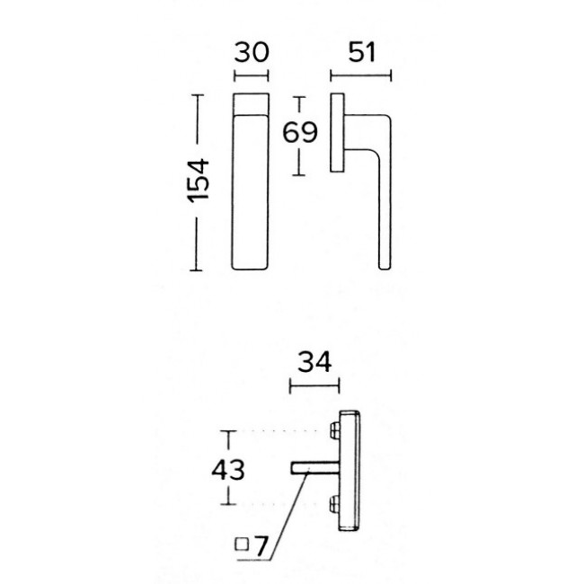 Convex πόμολο για παράθυρο με ανάκλιση 1555 μαύρο ματ