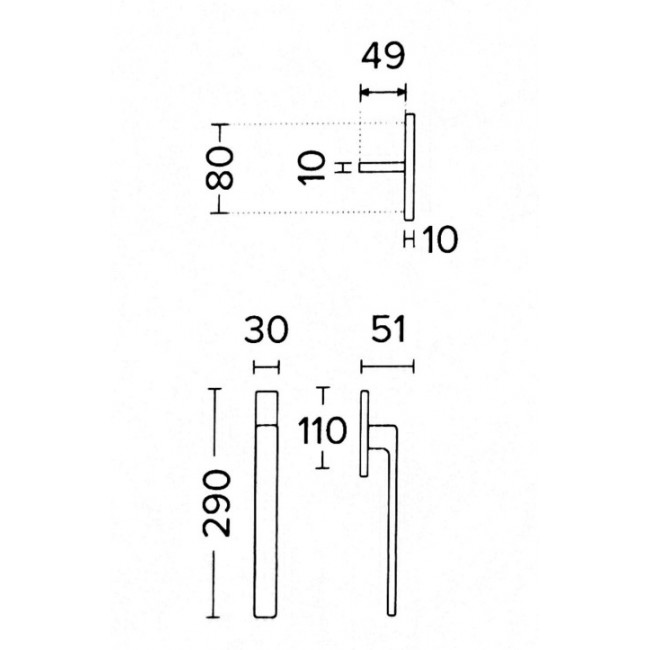 Convex ανασυρόμενο πόμολο για μπαλκονόπορτα 1555 νίκελ ματ