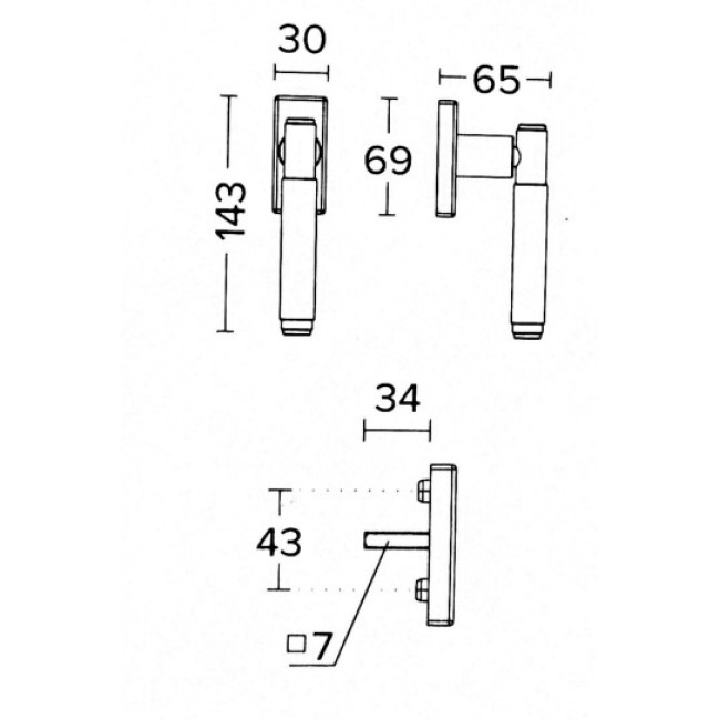 Convex πόμολο για παράθυρο με ανάκλιση 1745 μπρονζέ ματ