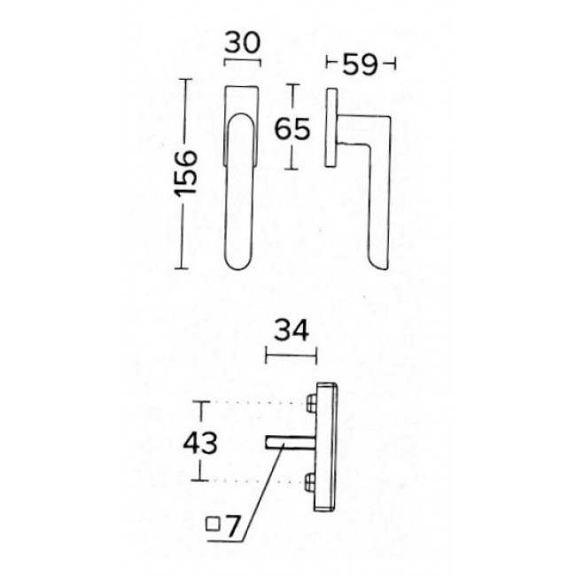Convex πόμολο για παράθυρο με ανάκλιση 2005 μαύρο ματ