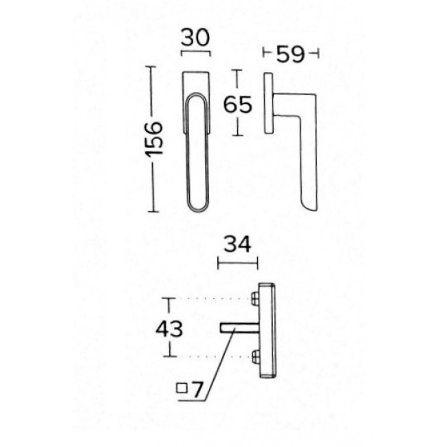 Convex πόμολο για παράθυρο με ανάκλιση 2195  χρώμιο ματ - μαύρο