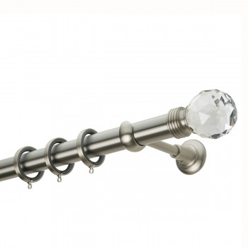 Ζωγομετάλ Κουρτινόξυλο CL0434 Φ25 Crystal Asfour Νίκελ Ματ 