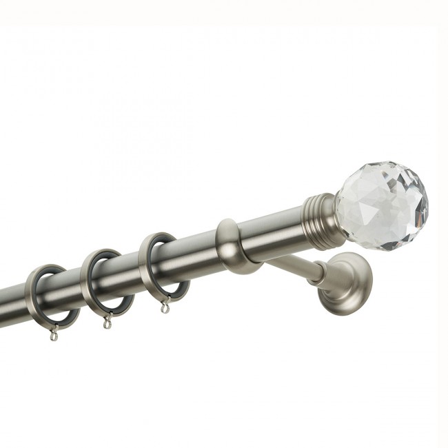 Ζωγομετάλ Κουρτινόξυλο CL0434 Φ25 Crystal Asfour Νίκελ Ματ 