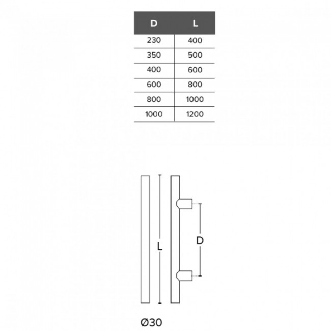 Conset λαβή εξώθυρας C1497 inox | 6 μήκη από 40 cm έως 120 cm