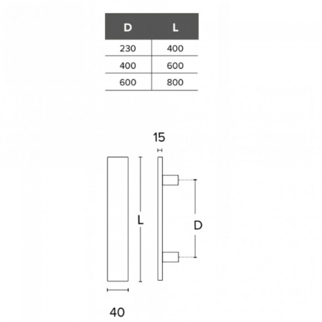 Conset λαβή εξώθυρας 1499 μαύρη ματ | 3 μήκη 40 cm, 60 cm & 80 cm