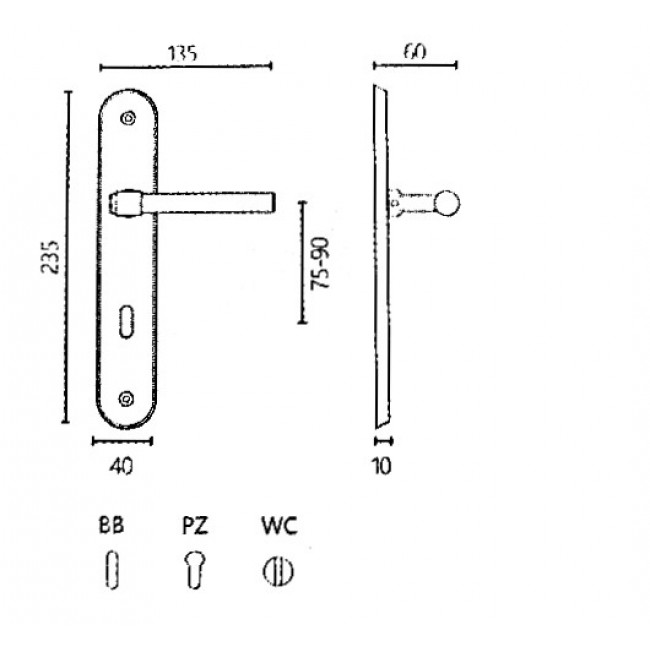 Zogometal πόμολο πλάκας 2321 νίκελ ματ