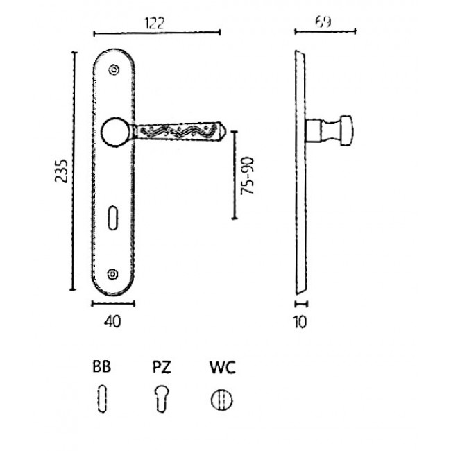 Zogometal πόμολο πλάκας 261 νίκελ αντικέ