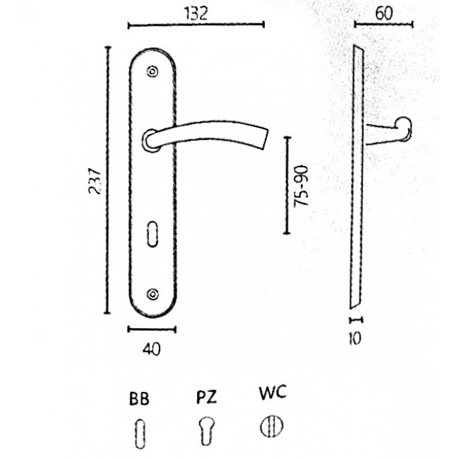 Zogometal πόμολο πλάκας 306 μπρονζέ