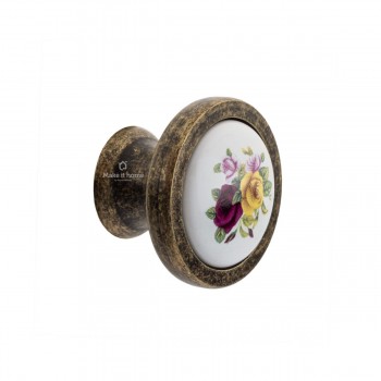 Πομολάκι Haifel Φ37 με λευκή πορσελάνη - χρυσό αντικέ