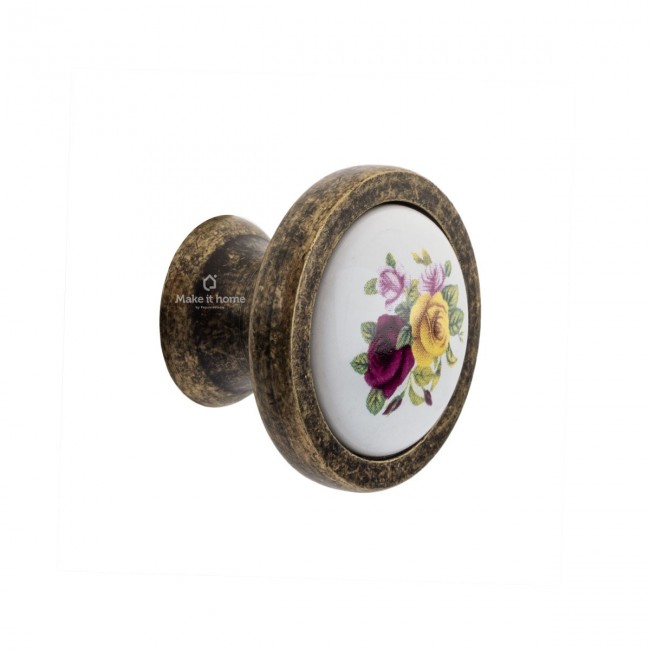 Πομολάκι Haifel Φ37 με λευκή πορσελάνη - χρυσό αντικέ