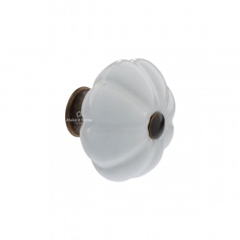 Πόμολο πορσελάνης Giusti σε δύο διαμέτρους Φ30 και Φ35 λευκό γυαλιστερό - αντικέ 