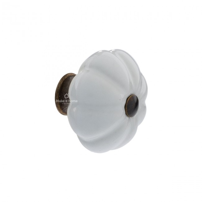 Πόμολο πορσελάνης Giusti σε δύο διαμέτρους Φ30 και Φ35 λευκό γυαλιστερό - αντικέ 