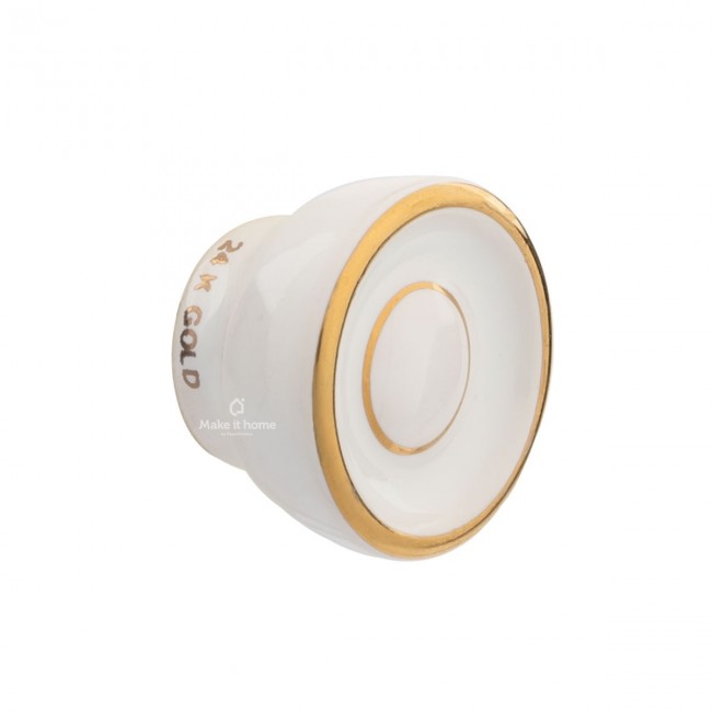 Πομολάκι πορσελάνης Oem 102 Φ25 λευκό γυαλιστερό - χρυσό