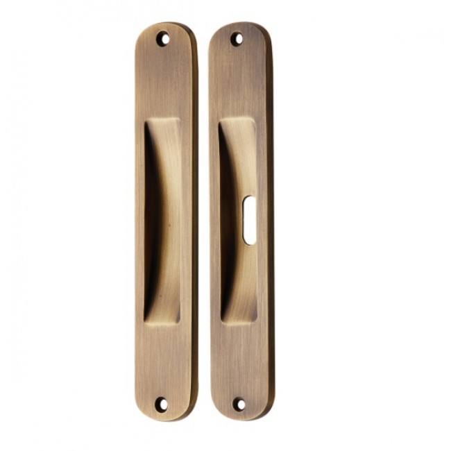 Ζωγομετάλ χούφτα συρόμενης πόρτας 219 μπρονζέ με οπή για κλειδί και χωρίς