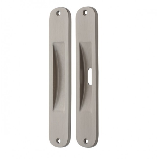 Ζωγομετάλ χούφτα συρόμενης πόρτας 219 νίκελ ματ με οπή για κλειδί και χωρίς