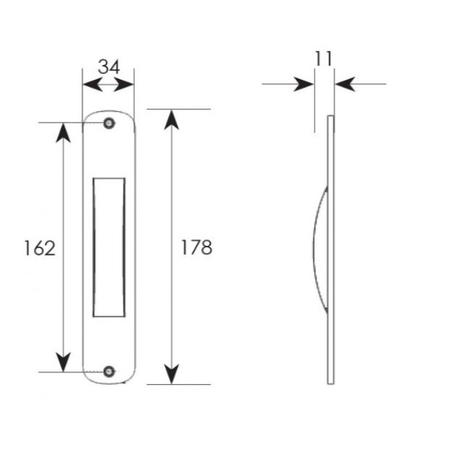 Ζωγομετάλ χούφτα συρόμενης πόρτας 219 όρο ματ με οπή για κλειδί και χωρίς