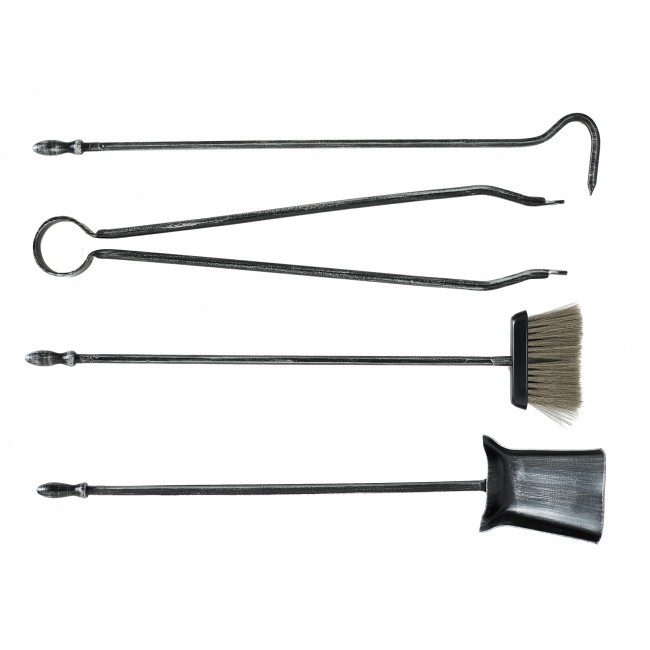 Ζωγομετάλ σετ εργαλείων τζακιού σε κουβά K05-0671 μαύρο πατίνα ασημί