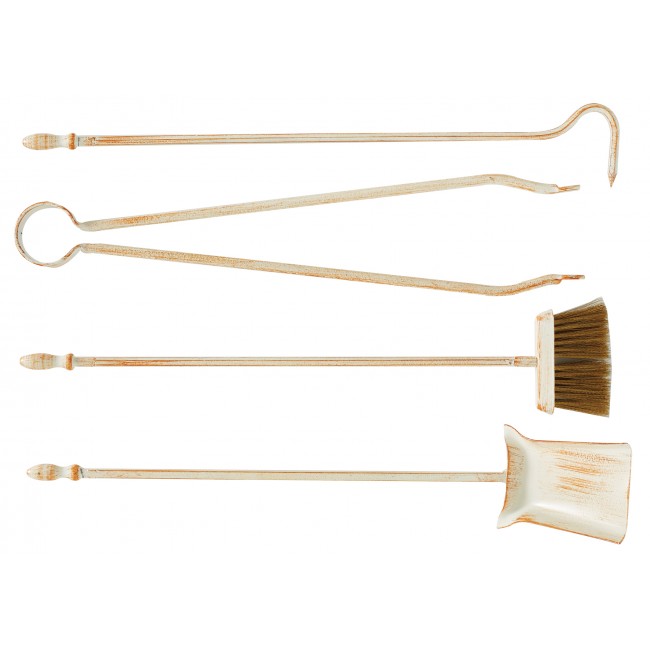 Ζωγομετάλ σετ εργαλείων τζακιού σε κουβά K05-0671 κρεμ πατίνα χαλκός