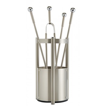 Ζωγομετάλ σετ εργαλείων τζακιού σε κουβά K27-1150 νίκελ ματ - χρώμιο