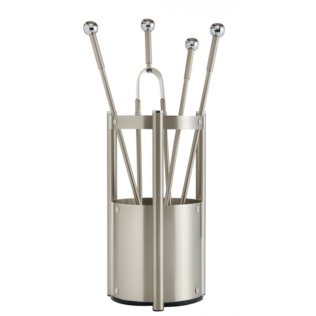 Ζωγομετάλ σετ εργαλείων τζακιού σε κουβά K27-1150 νίκελ ματ - χρώμιο