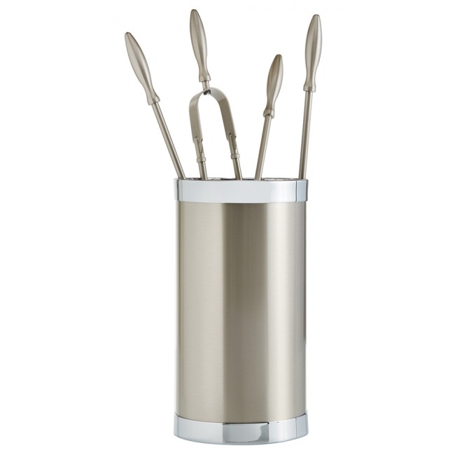 Ζωγομετάλ σετ εργαλείων τζακιού σε κουβά K10-1190 νίκελ ματ - χρώμιο