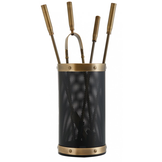 Ζωγομετάλ σετ εργαλείων τζακιού σε κουβά K16-1200 μπρονζέ - μαύρο